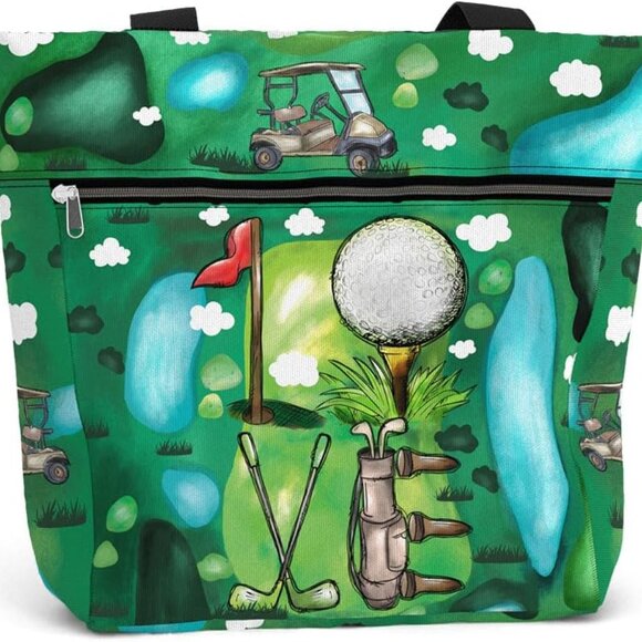 Large Waterproof Tote Bag Women Work Golfers Gift Pockets Zipper - Picture 1 of 8